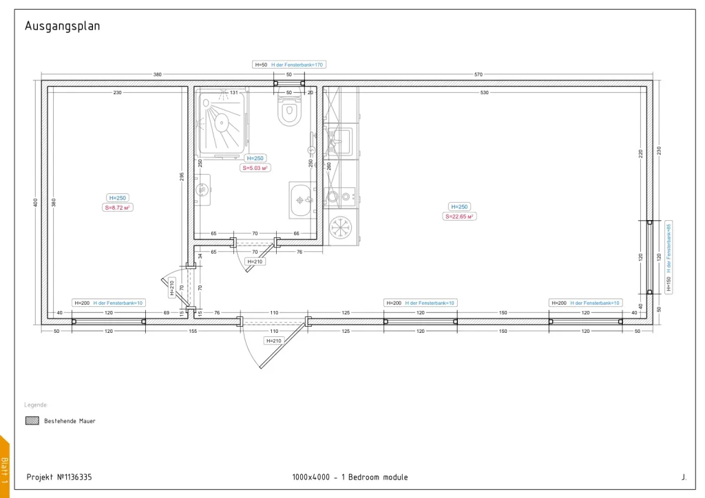 Vita – 1000 × 400 cm – Grundriss