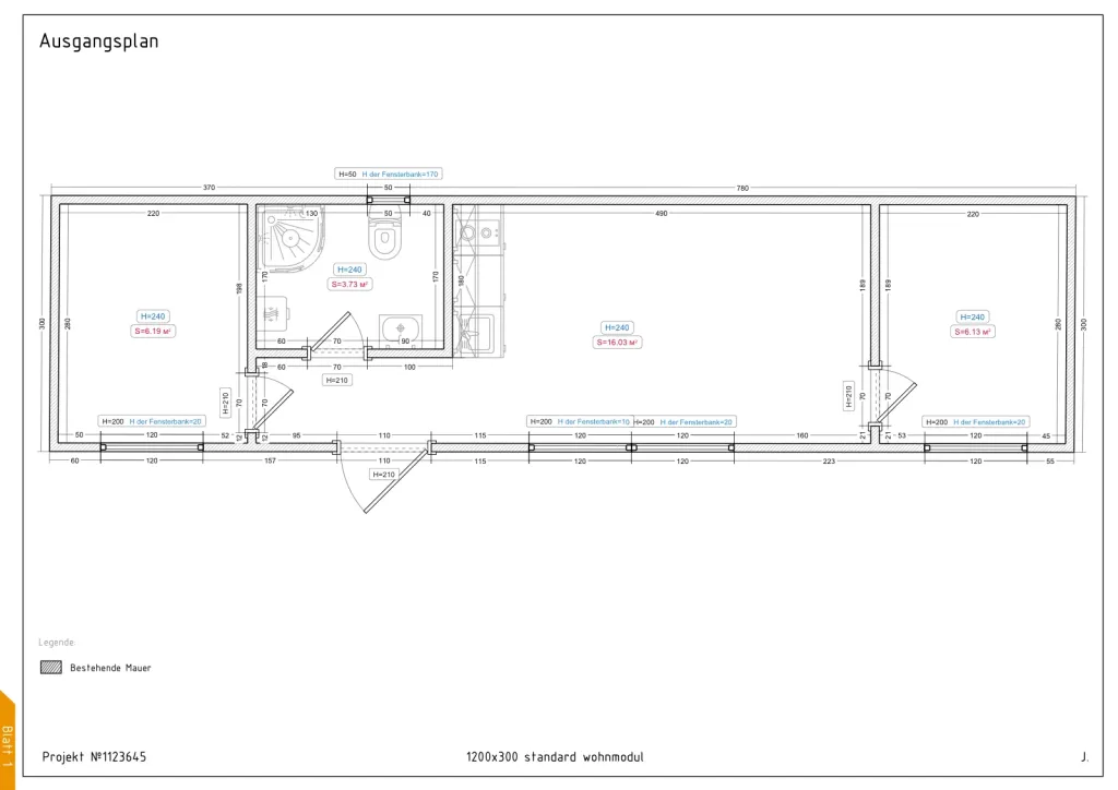 Terrano – 1200 × 300 cm – Grundriss