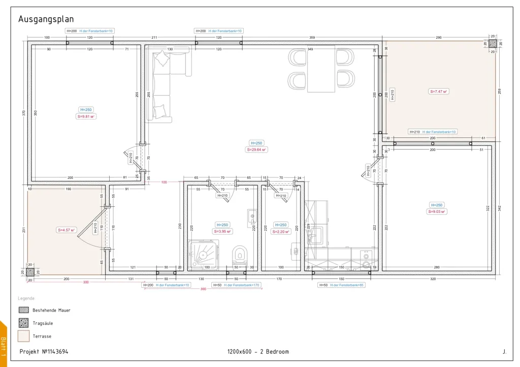 Optima – 1200 × 600 cm – Grundriss