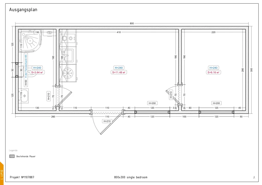 Amira – 800 × 300 cm – Grundriss