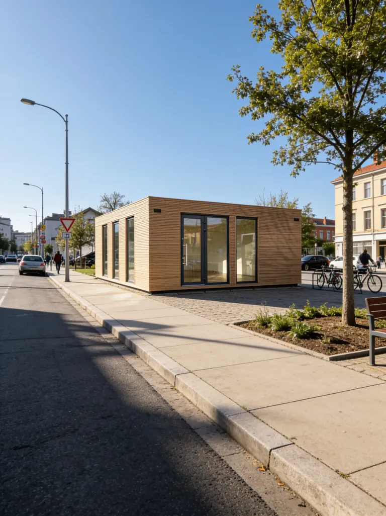 Büro- und Gewerbepavillon an einer Stadtstraße