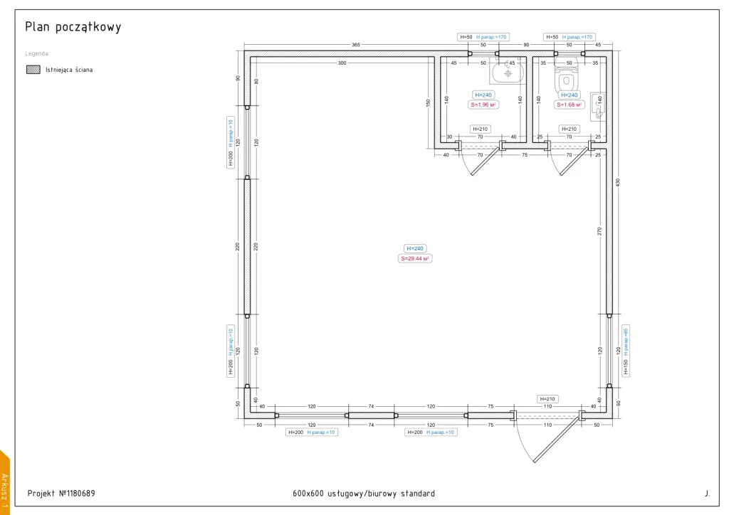 Studio – 600 × 600 cm – Grundriss