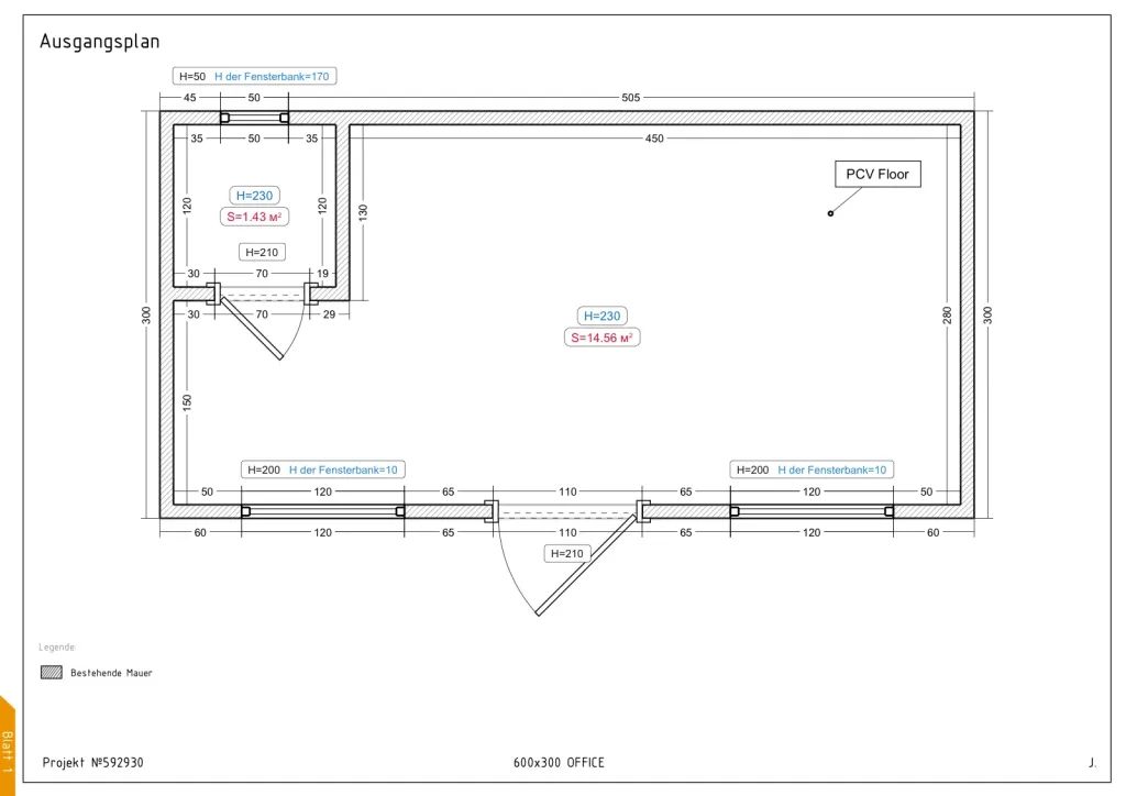 Focus – 600 × 300 cm – Grundriss