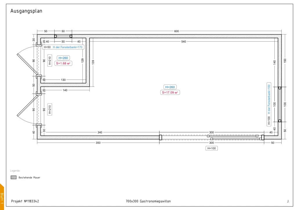 Gusto – 700 × 300 cm – Grundriss