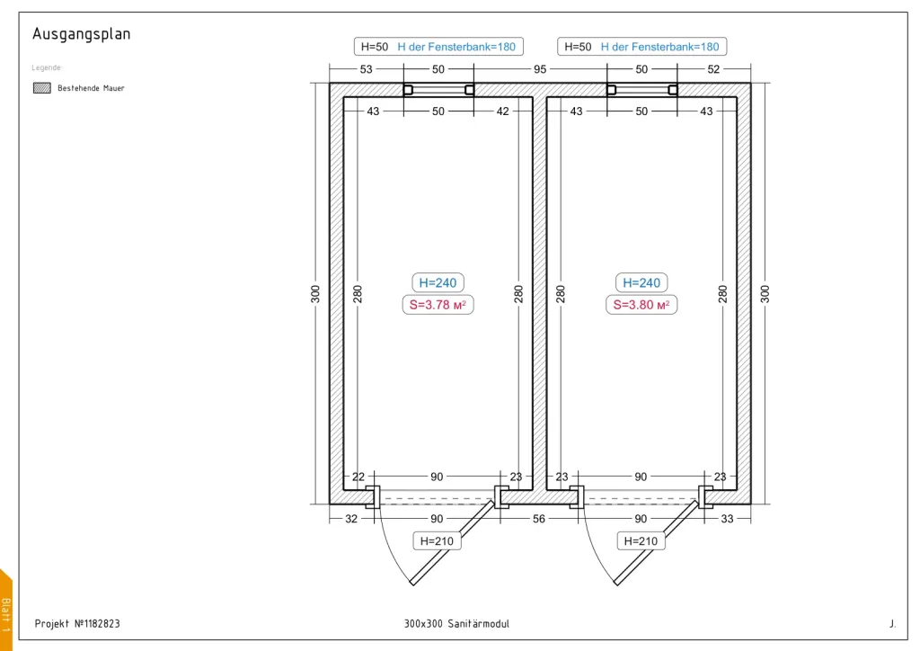 Aqua – 300 × 300 cm – Grundriss