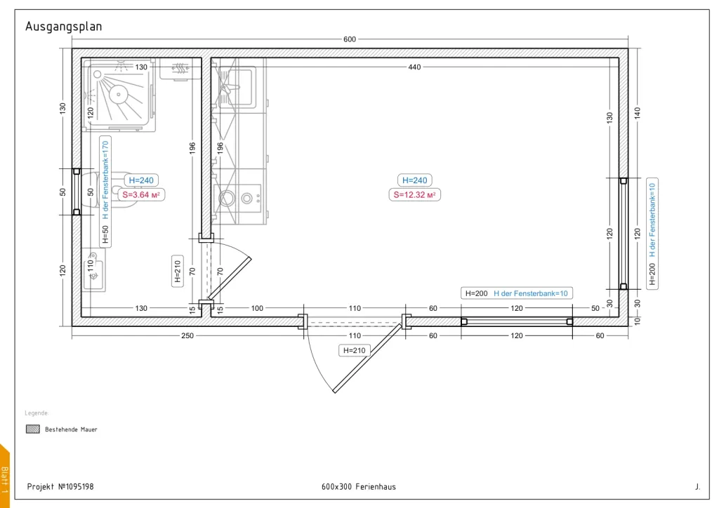 Perla – 600 × 300 cm – Grundriss