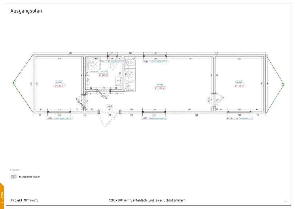 Lumen – 1200 × 300 cm – Grundriss