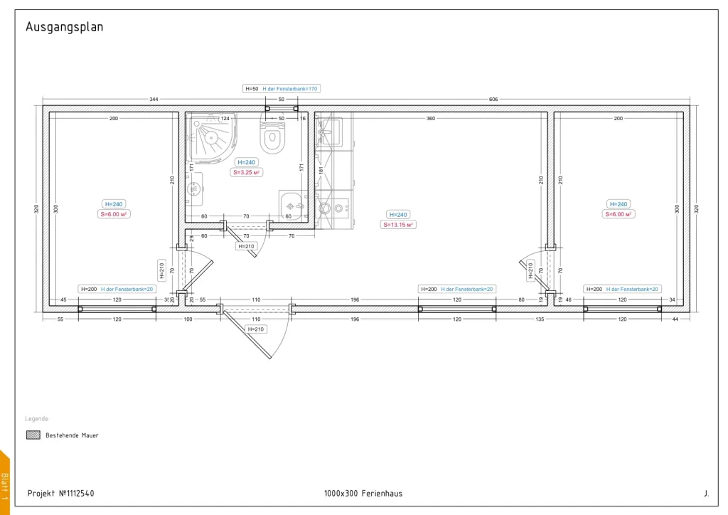 Nordis – 1000 × 300 cm – Grundriss
