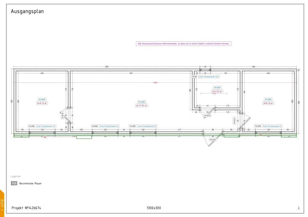 Verano – 1300 × 300 cm – Grundriss