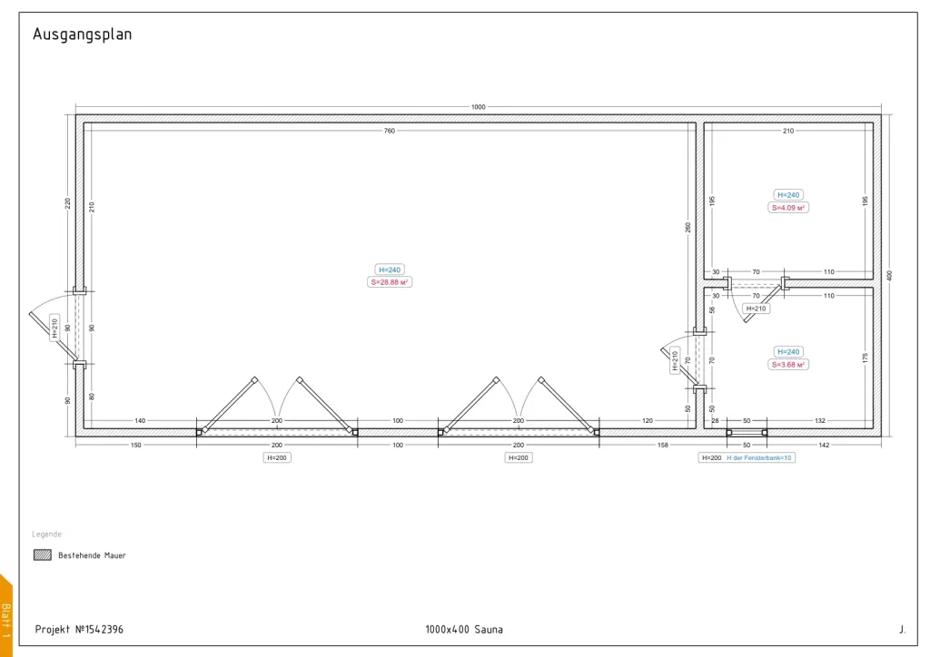 Pura – 1000 × 400 cm – Grundriss