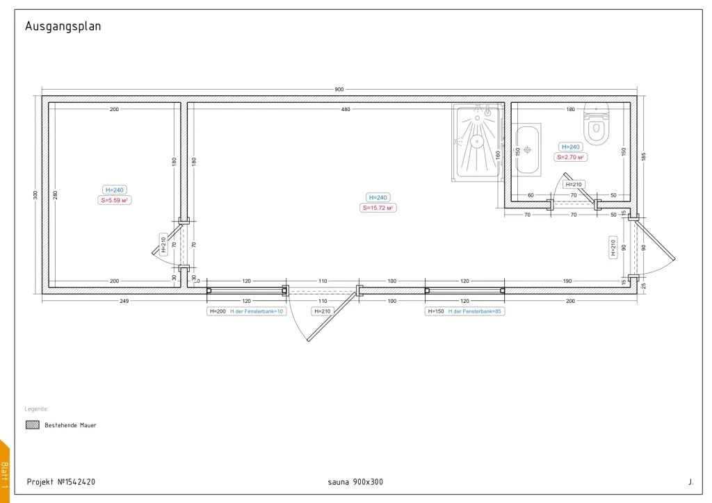 Vital – 900 × 300 cm – Grundriss